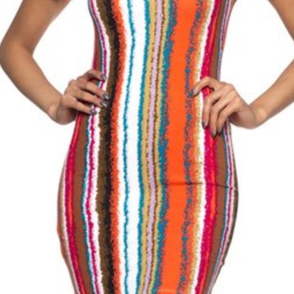 Multi Stripe Tube Dress - Picture 2 of 7